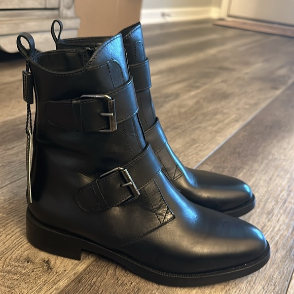 NWT! Emanuele Crasto Black Leather Buckle Boots - 38(US 7.5) Italian Leather - Picture 6 of 8